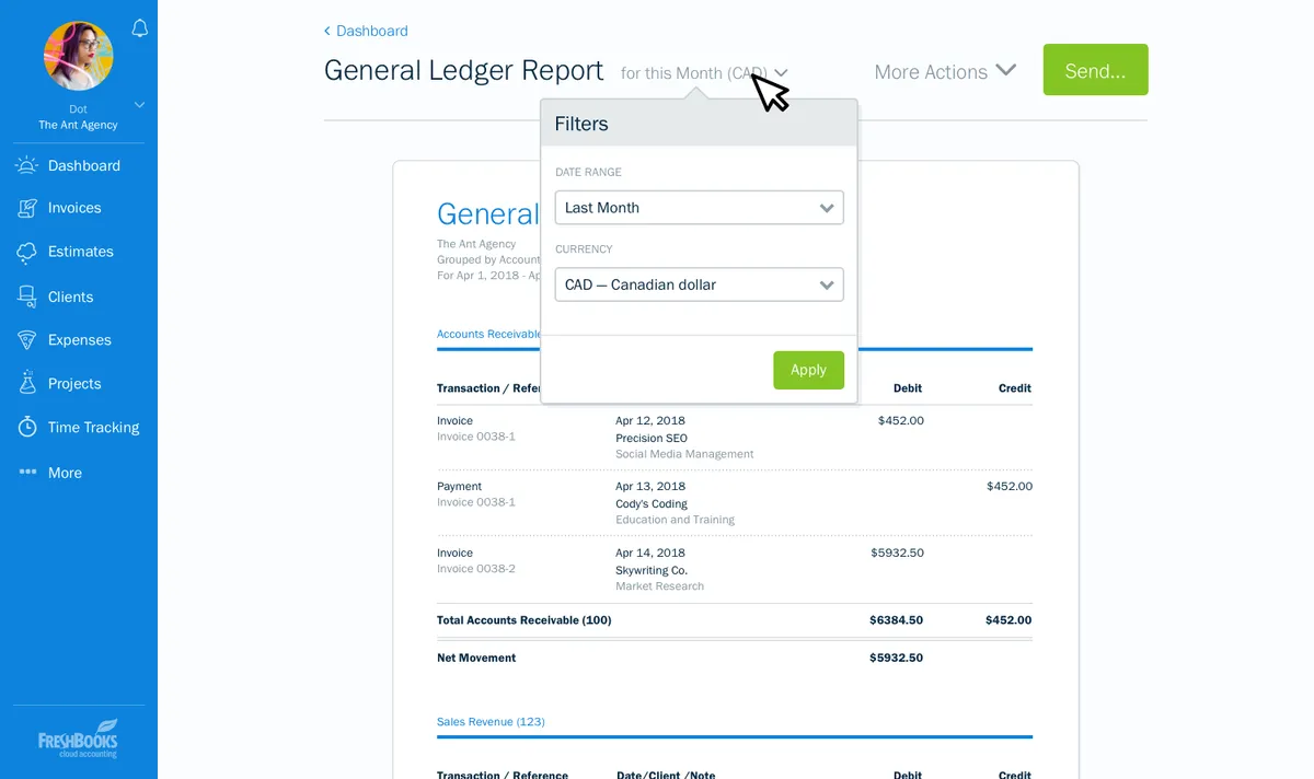 Interface Freshbooks: image, ergonomie, alternatives