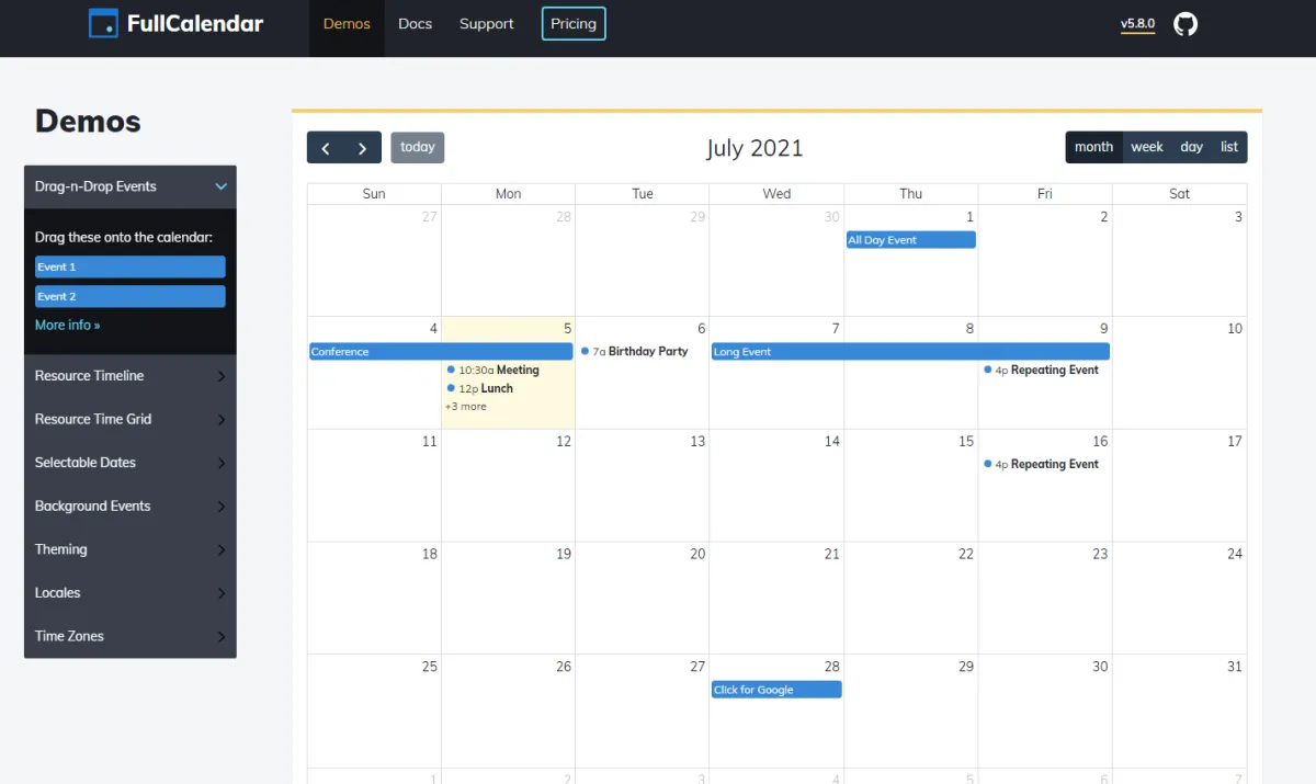 Notre avis sur FullCalendar : un logiciel de calendrier / agenda à découvrir