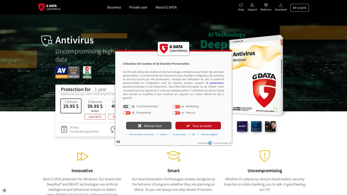 Interface G Data AntiVirus : image, ergonomie, alternatives Interface G Data AntiVirus : image, ergonomie, alternatives