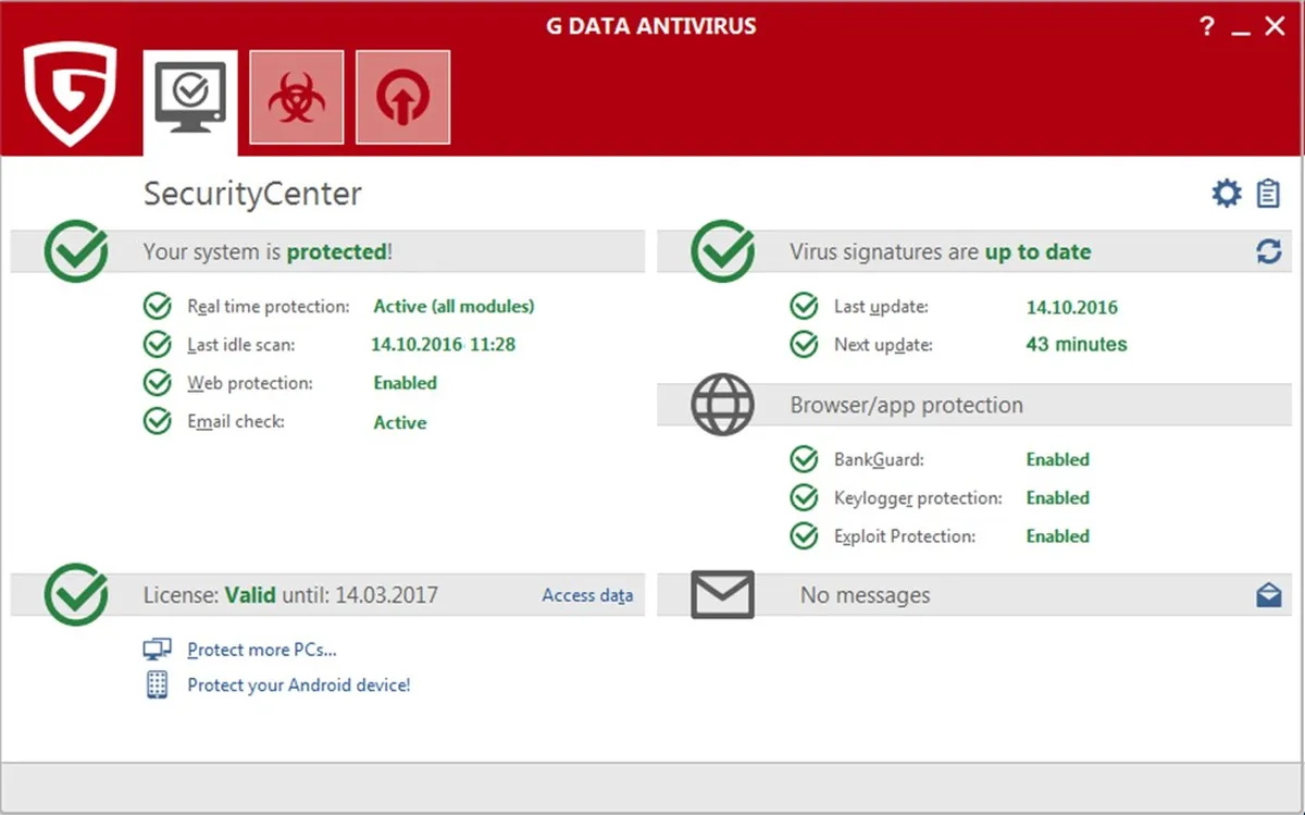 G Data AntiVirus: avis sur le logiciel antivirus: fonctionnalités, avantages, inconvénients et tarifs G Data AntiVirus: avis sur le logiciel antivirus: fonctionnalités, avantages, inconvénients et tarifs
