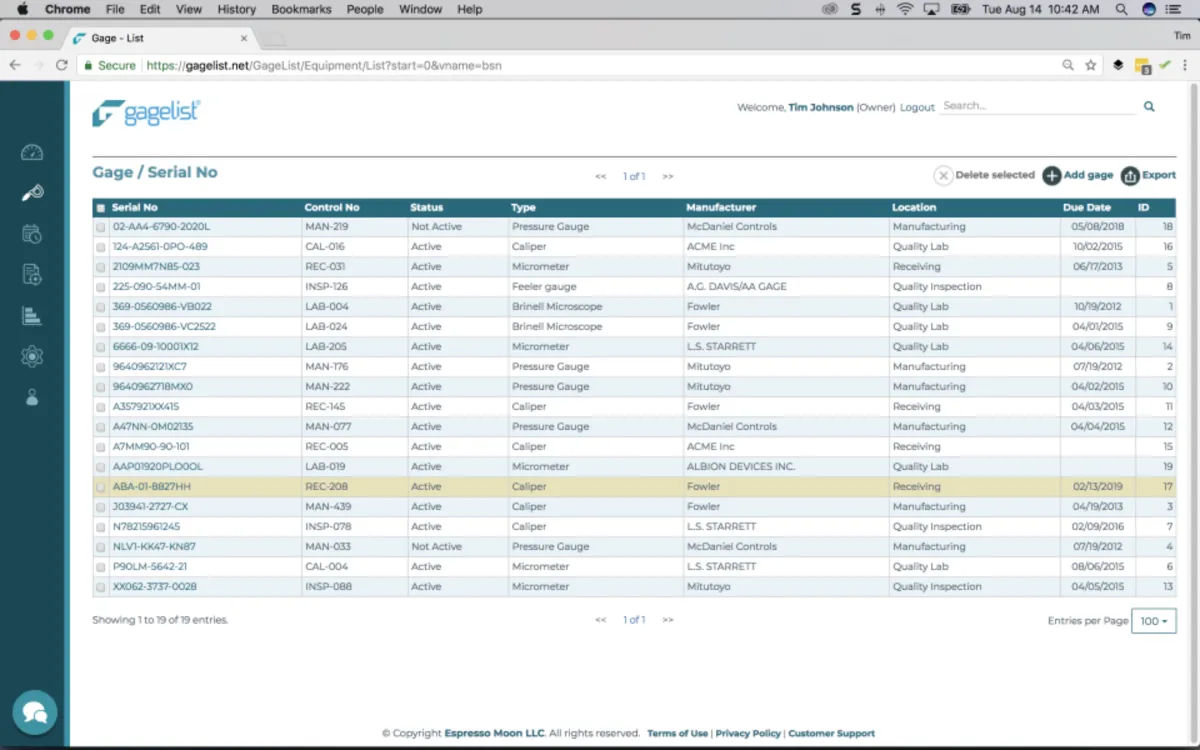 Interface GageList: fonctionnalités, prix, alternatives
