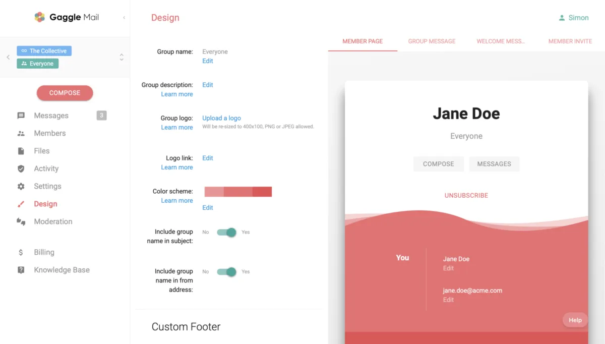 Interface Gaggle Mail: fonctionnalités, prix, alternatives