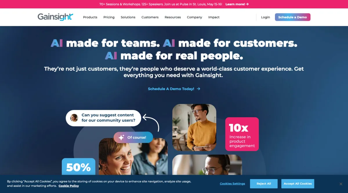 Interface Gainsight : image, ergonomie, alternatives Interface Gainsight : image, ergonomie, alternatives