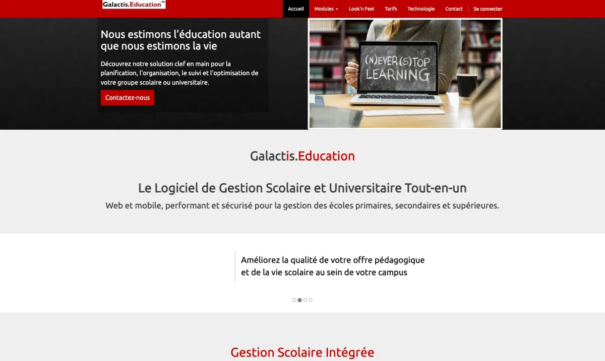 Galactis Education: avis sur le logiciel pour école: fonctionnalités, avantages, inconvénients et tarifs Galactis Education: avis sur le logiciel pour école: fonctionnalités, avantages, inconvénients et tarifs