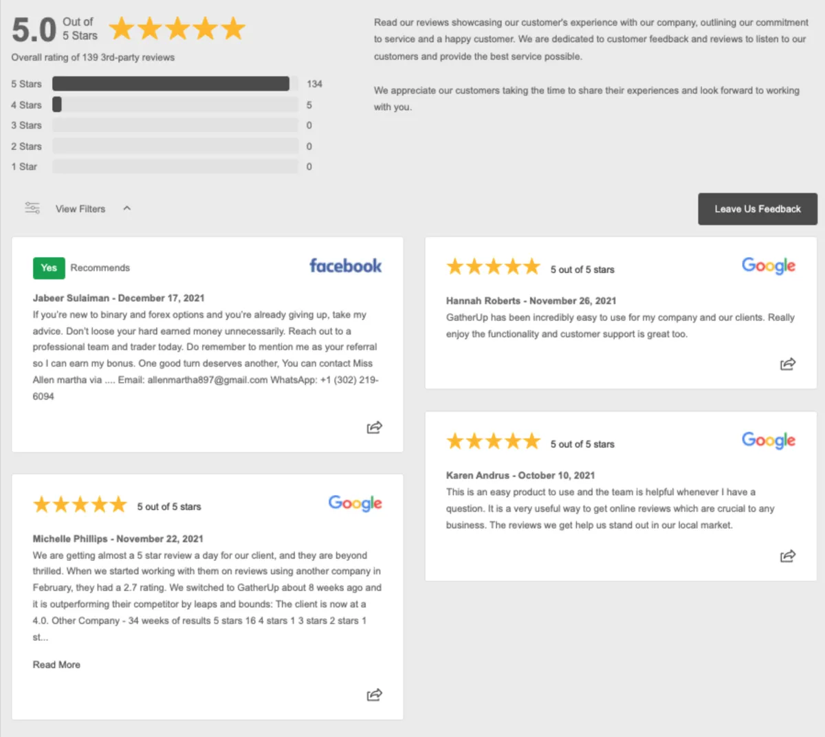 Interface Gatherup: fonctionnalités, prix, alternatives