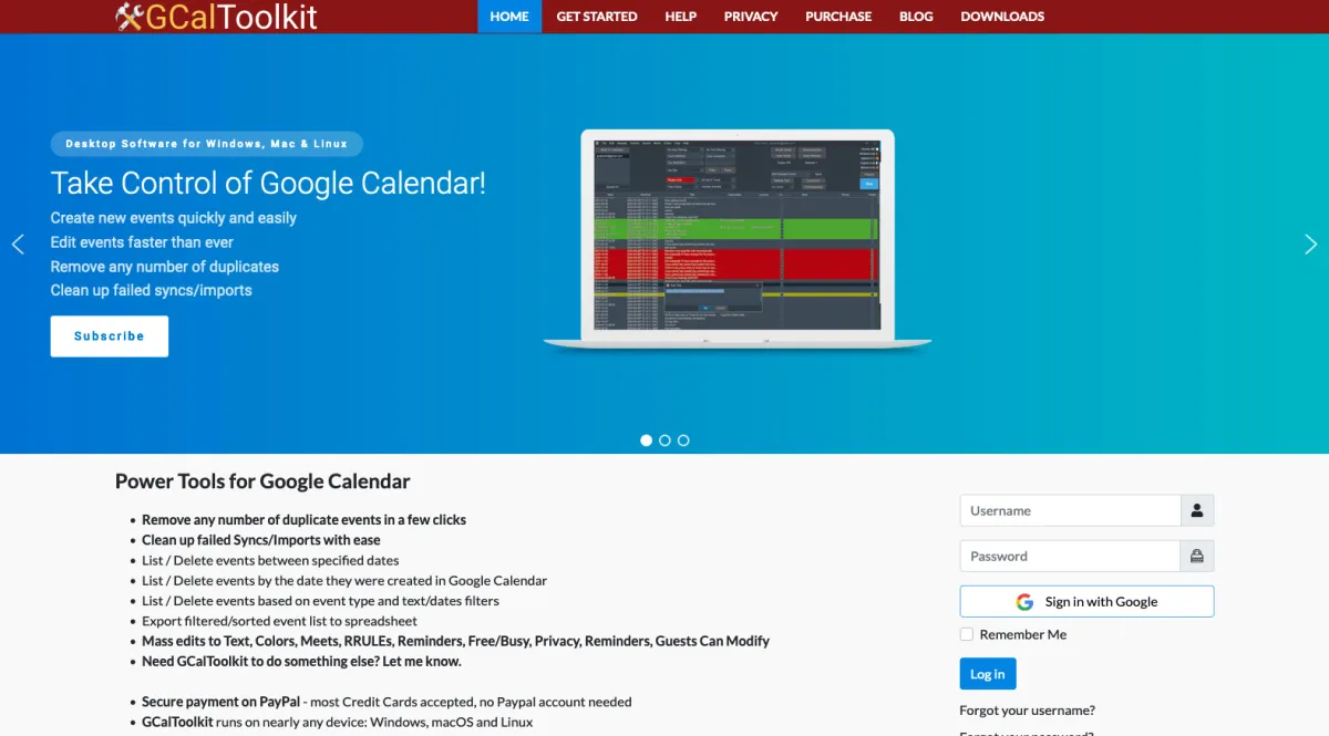 Interface GCalToolKit : fonctionnalités, prix, alternatives