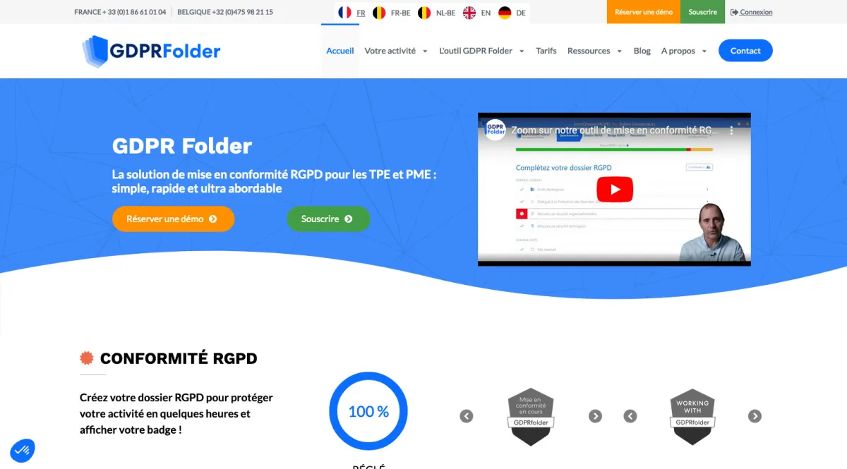 Interface GDPR Folder : fonctionnalités, prix, alternatives