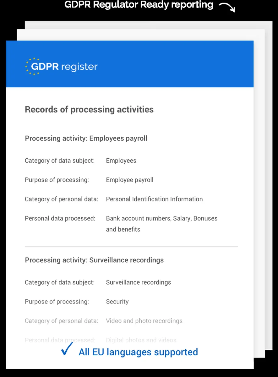 GDPR Register: avis sur le logiciel de conformité (compliance): fonctionnalités, avantages, inconvénients et tarifs