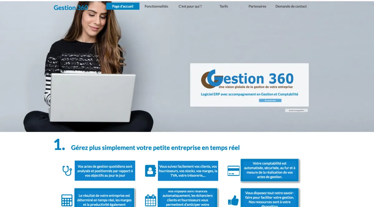 Interface Gestion-360.fr : fonctionnalités, prix, alternatives