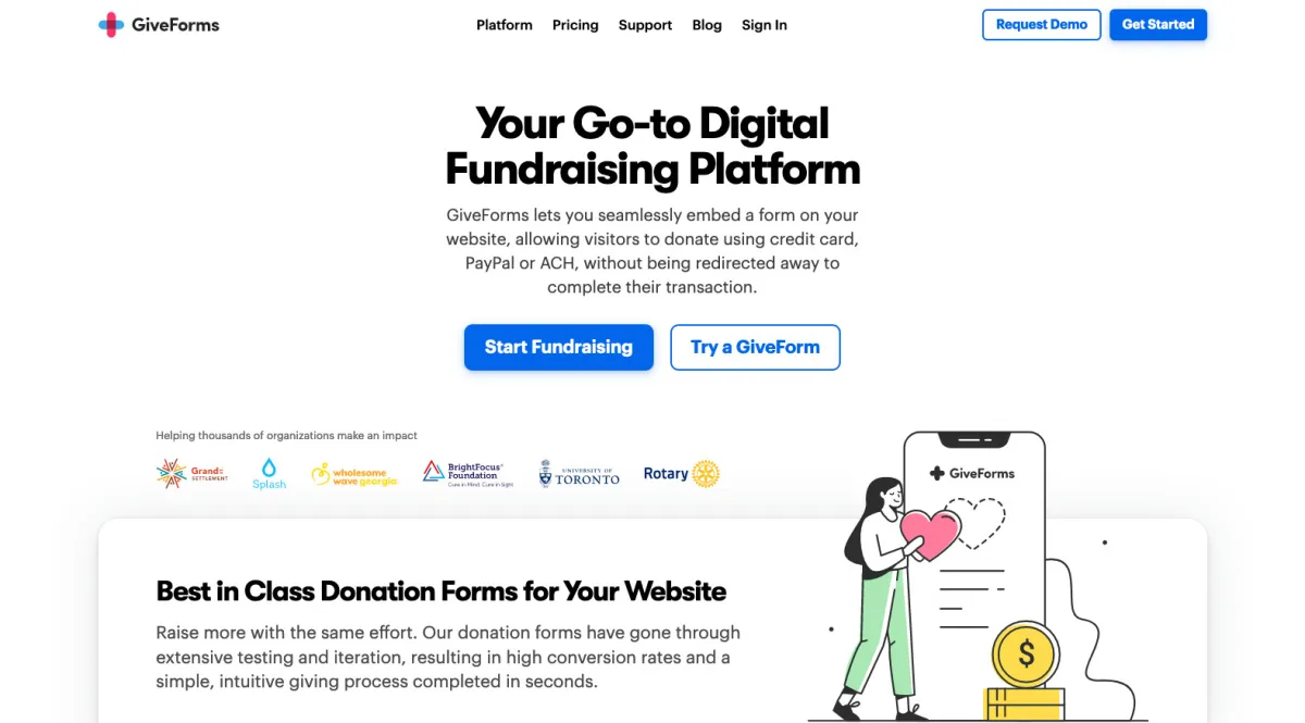 Interface GiveForms : fonctionnalités, prix, alternatives