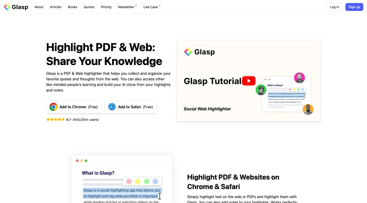 Interface Glasp : fonctionnalités, prix, alternatives
