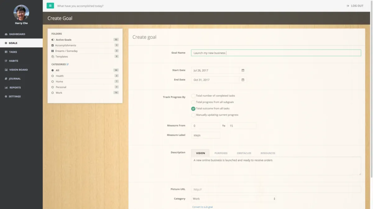 Interface GoalsOnTrack: fonctionnalités, prix, alternatives