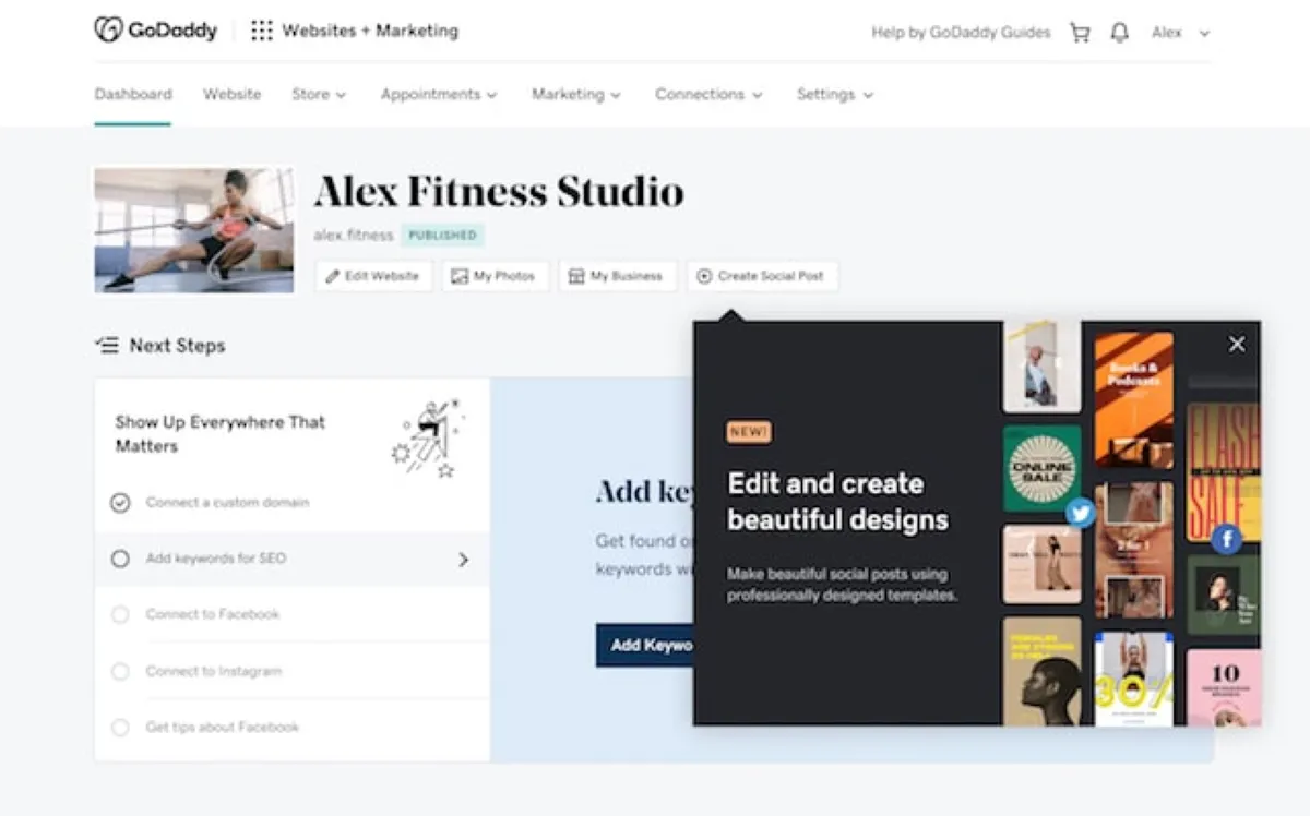 Notre avis sur GoDaddy Studio : un logiciel de marketing de contenu (content marketing) à découvrir