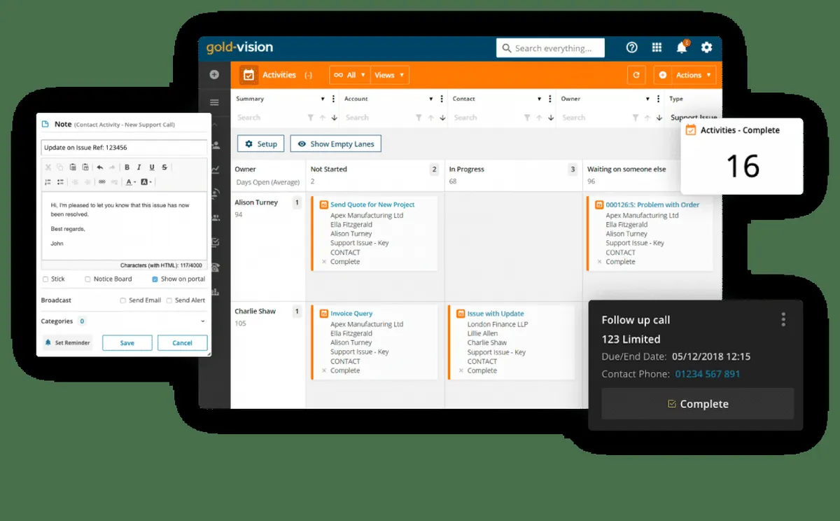 Interface Gold-Vision CRM: image, ergonomie, alternatives