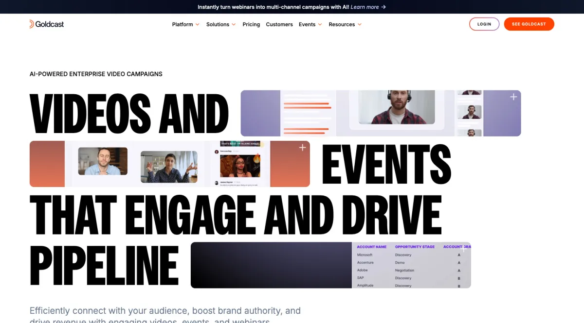 Interface Goldcast : fonctionnalités, prix, alternatives