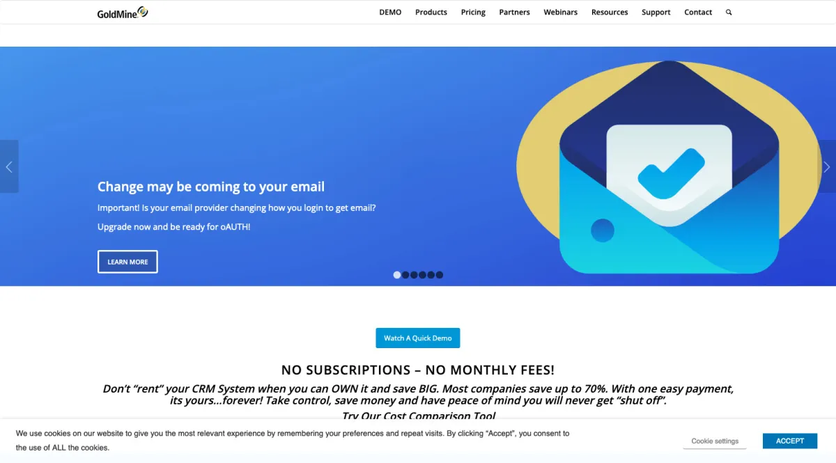 Interface GoldMine : fonctionnalités, prix, alternatives