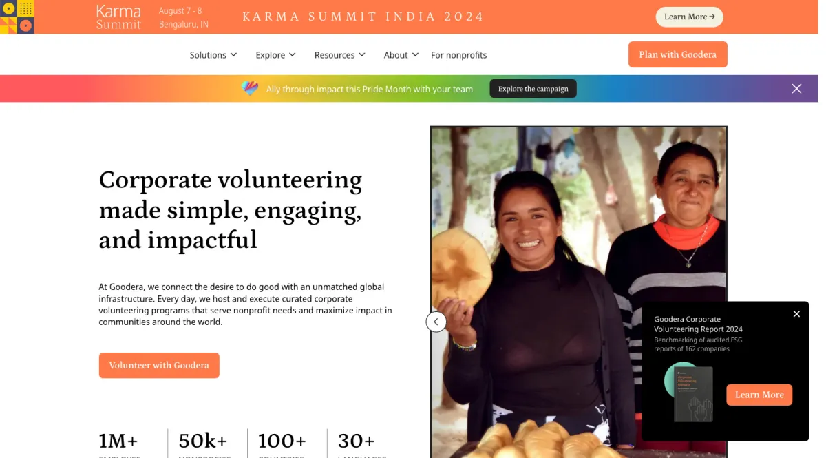 Interface Goodera Volunteer : fonctionnalités, prix, alternatives