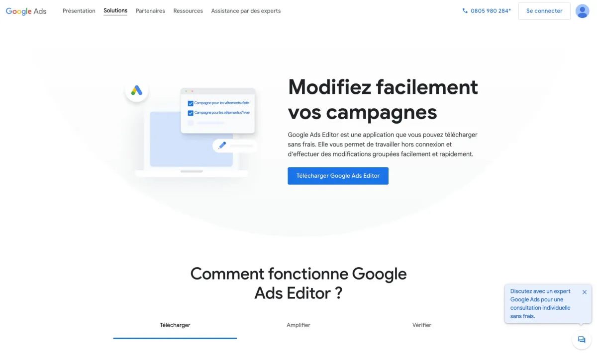 Interface Google Ads Editor : image, ergonomie, alternatives