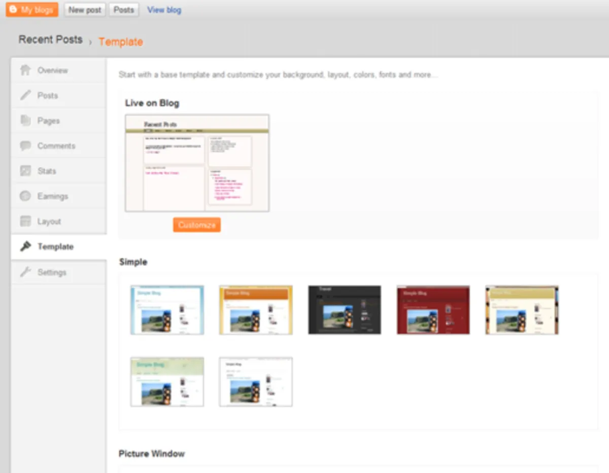 Interface Google Blogger: fonctionnalités, prix, alternatives
