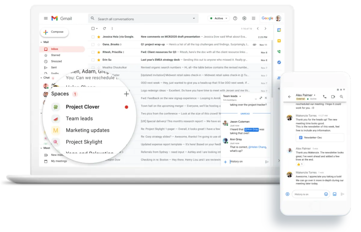 Interface Google Chat: fonctionnalités, prix, alternatives Interface Google Chat: fonctionnalités, prix, alternatives