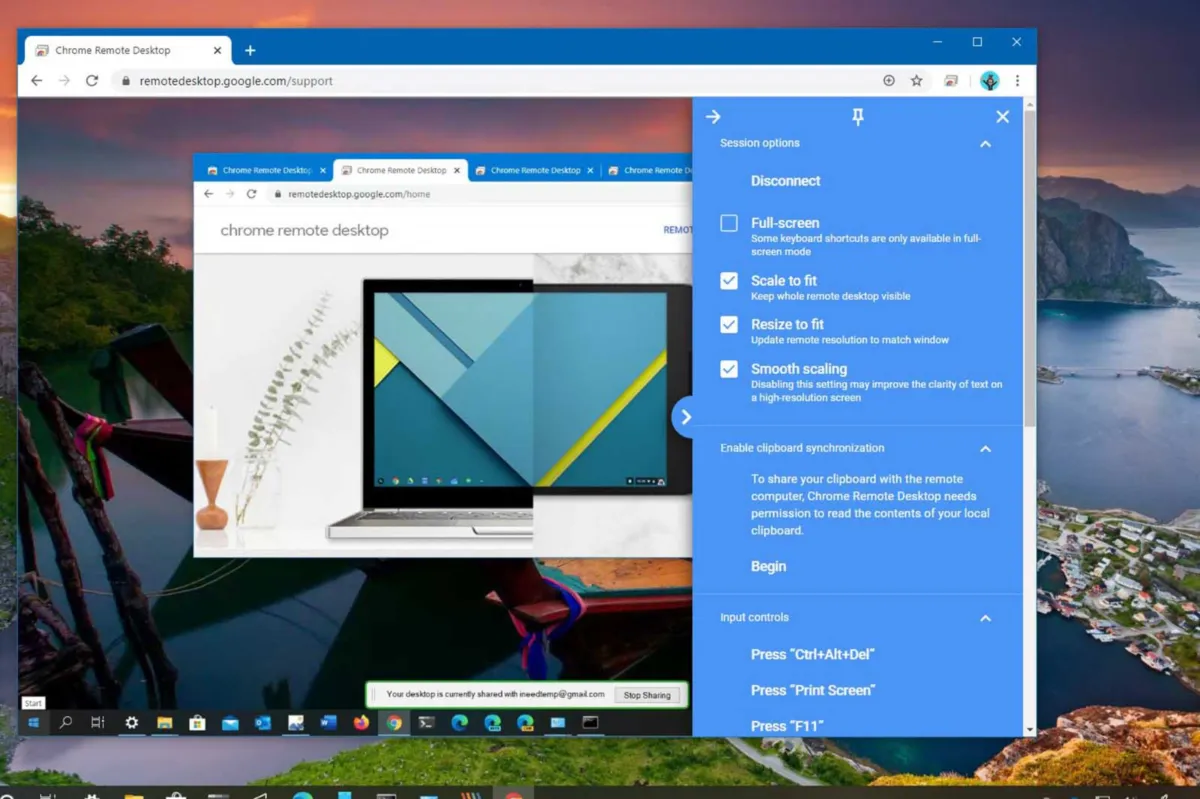 Interface Google Chrome Remote Desktop: fonctionnalités, prix, alternatives