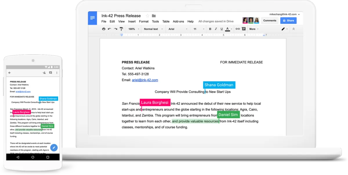 Interface Google Docs: fonctionnalités, prix, alternatives