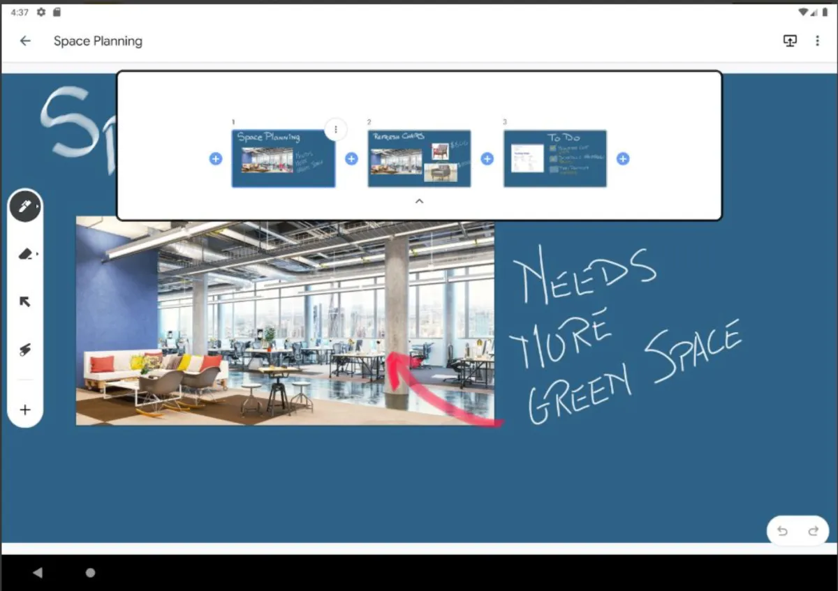 Interface Google Jamboard: fonctionnalités, prix, alternatives