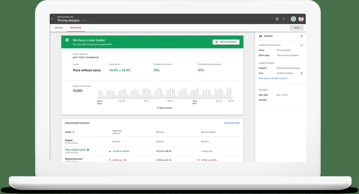 Notre avis sur Google Optimize : un logiciel d'A/B testing à découvrir