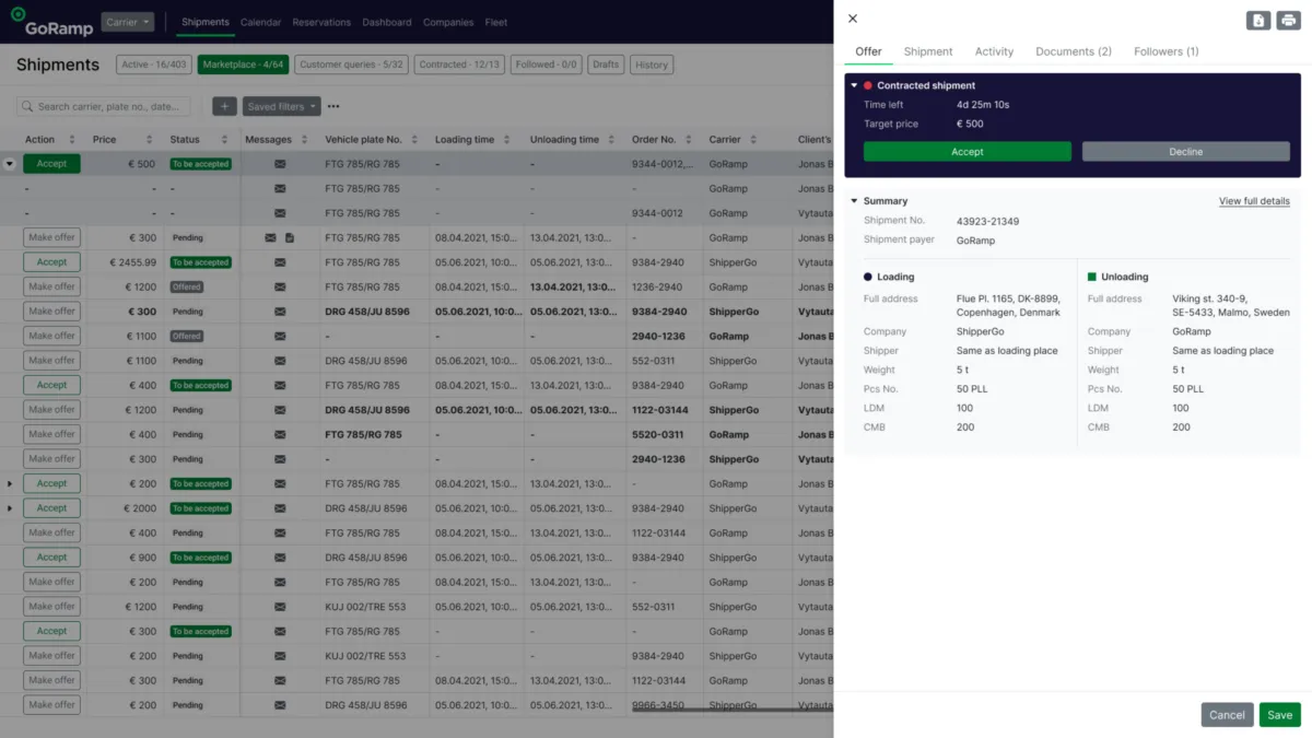 Notre avis sur GoRamp : un logiciel de gestion des transports (TMS: transport management system) à découvrir