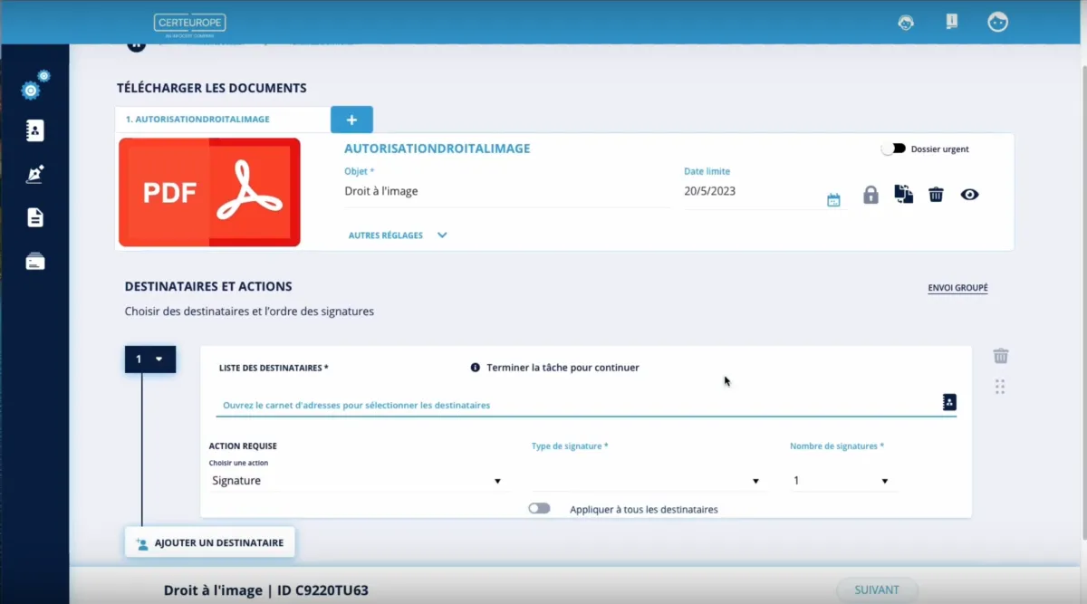 Interface GoSign: fonctionnalités, prix, alternatives