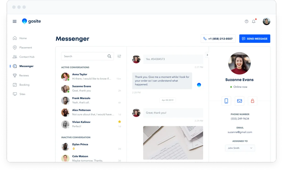 Interface GoSite: fonctionnalités, prix, alternatives