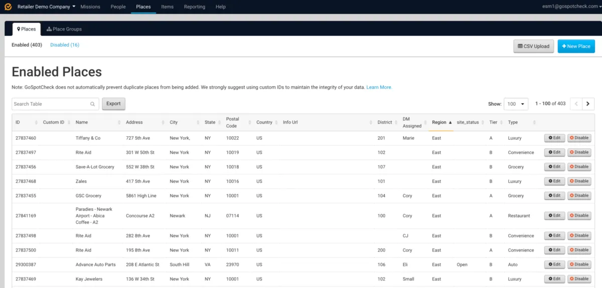 Interface GoSpotCheck: image, ergonomie, alternatives