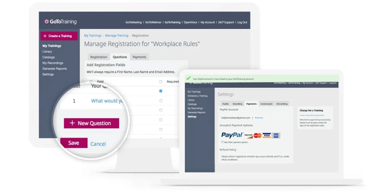 Interface GoTo Training: fonctionnalités, prix, alternatives