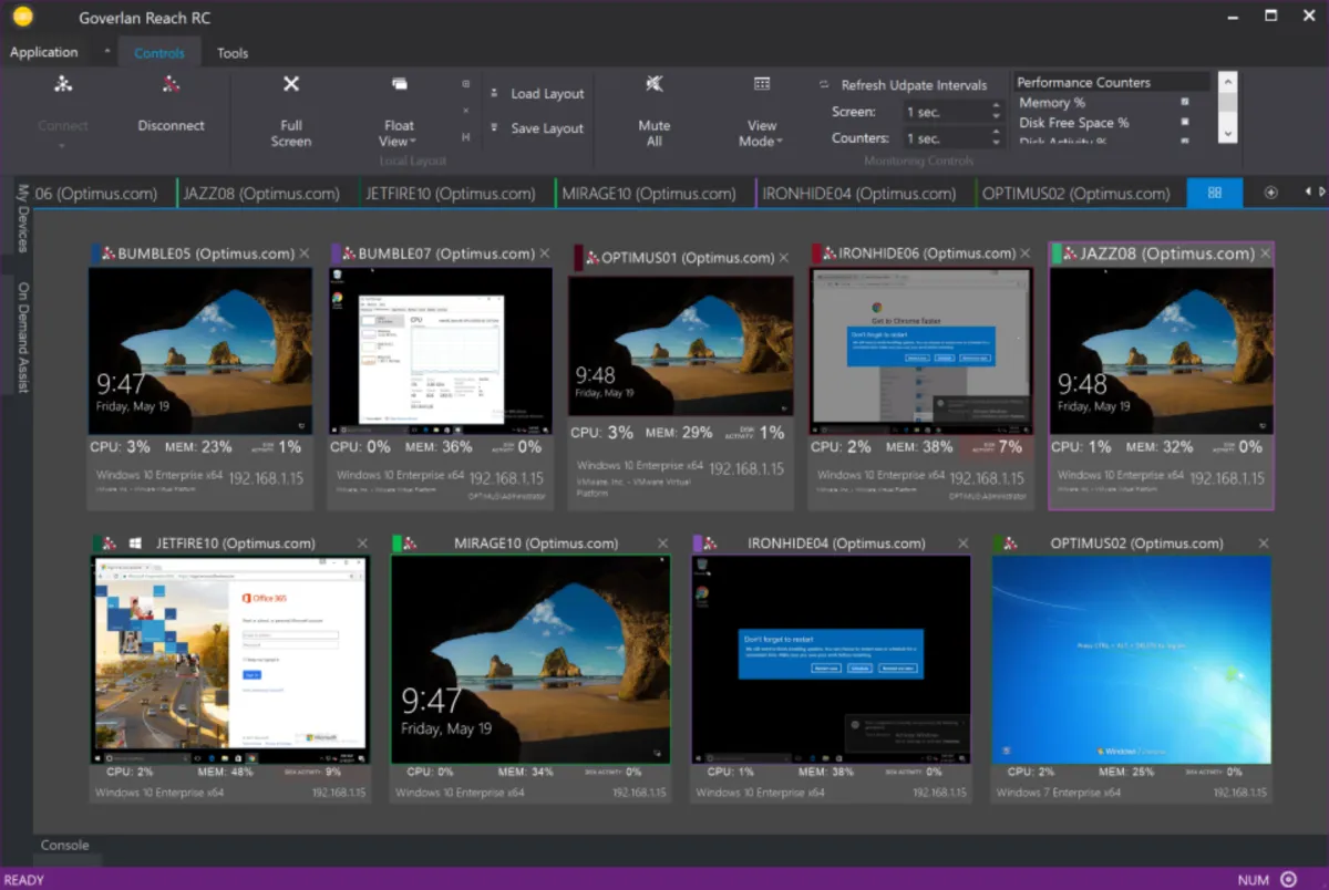Interface Goverlan Reach: fonctionnalités, prix, alternatives