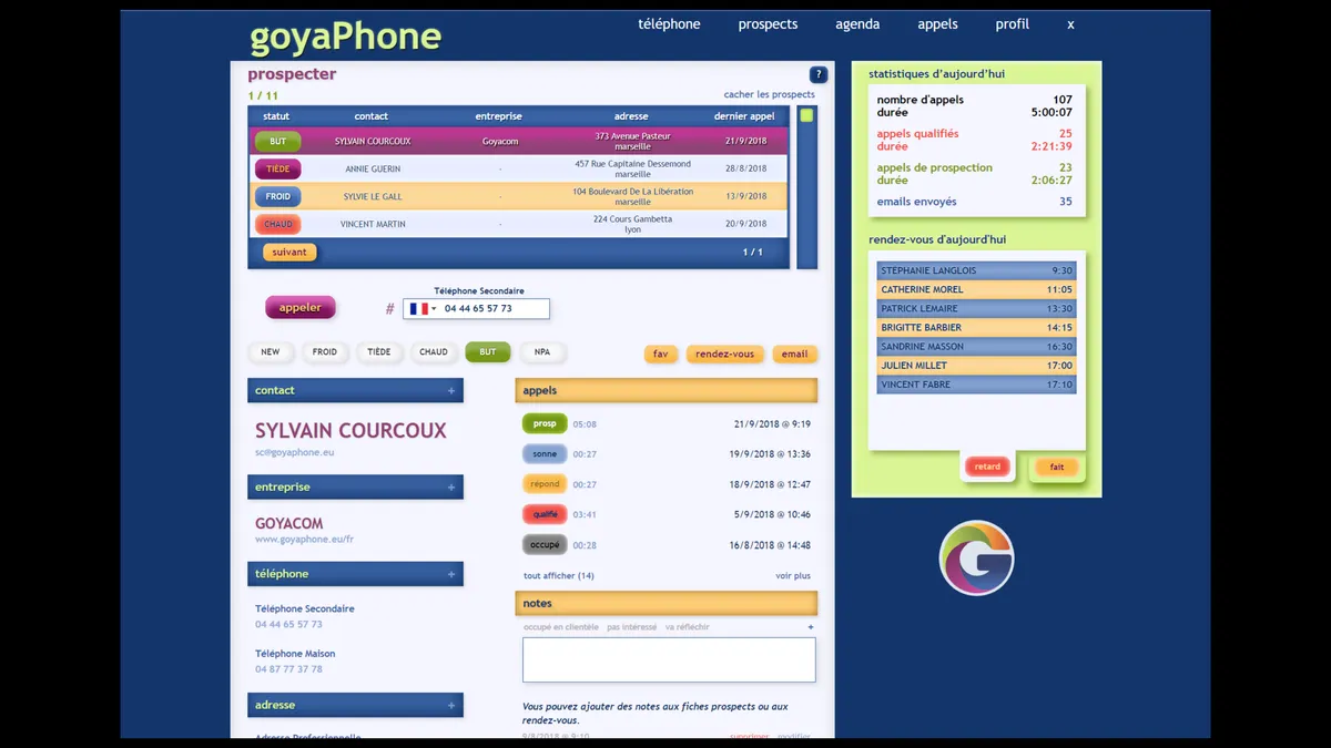 goyaPhone: avis sur le logiciel de téléphonie d'entreprise (softphone): fonctionnalités, avantages, inconvénients et tarifs