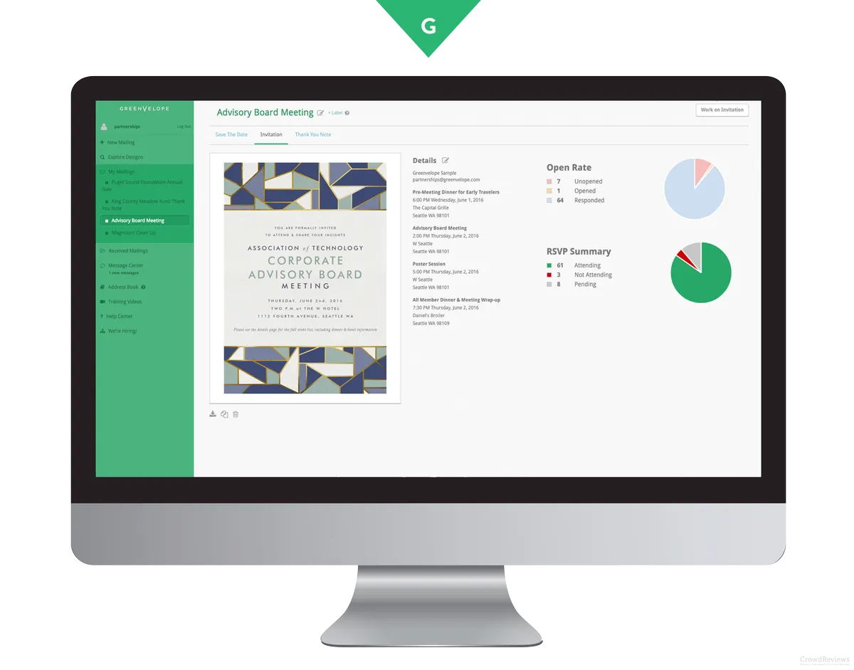 Notre avis sur Greenvelope : un logiciel de gestion d'événements à découvrir