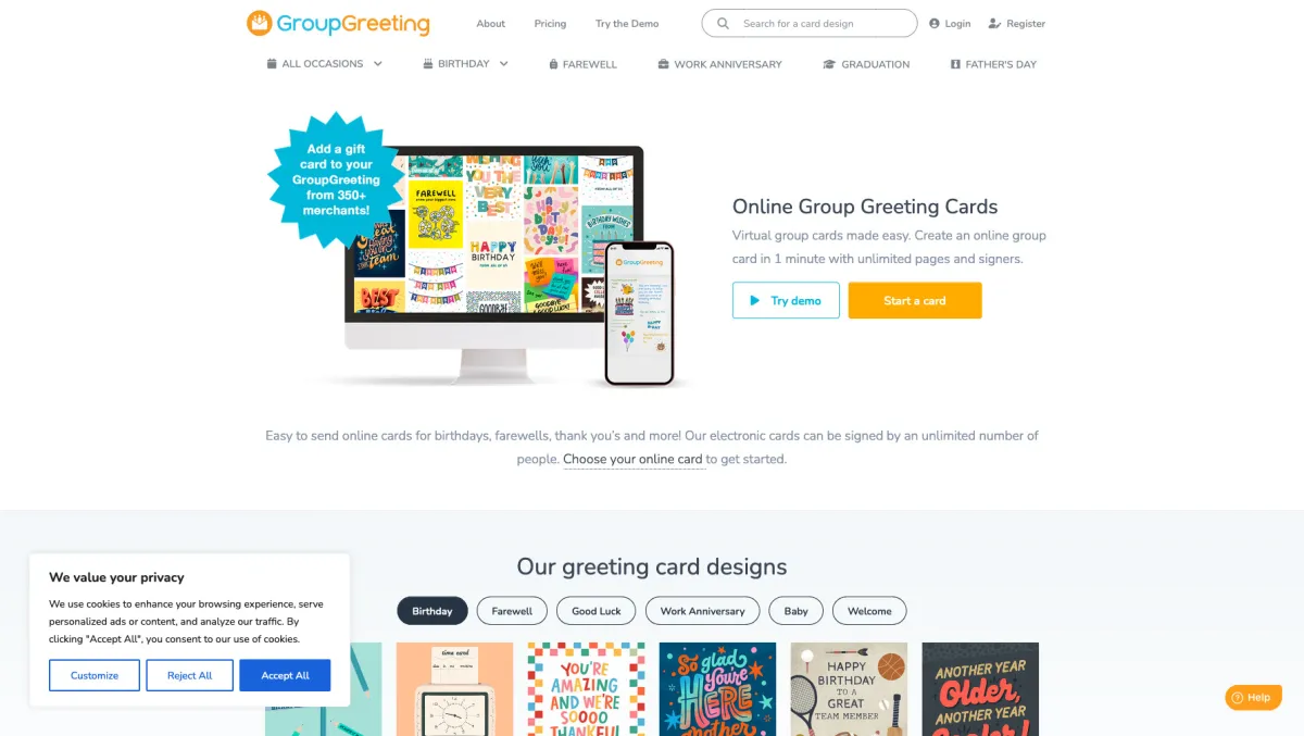 Interface GroupGreeting : fonctionnalités, prix, alternatives