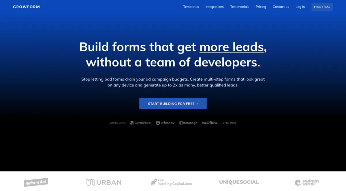 Interface Growform : fonctionnalités, prix, alternatives Interface Growform : fonctionnalités, prix, alternatives