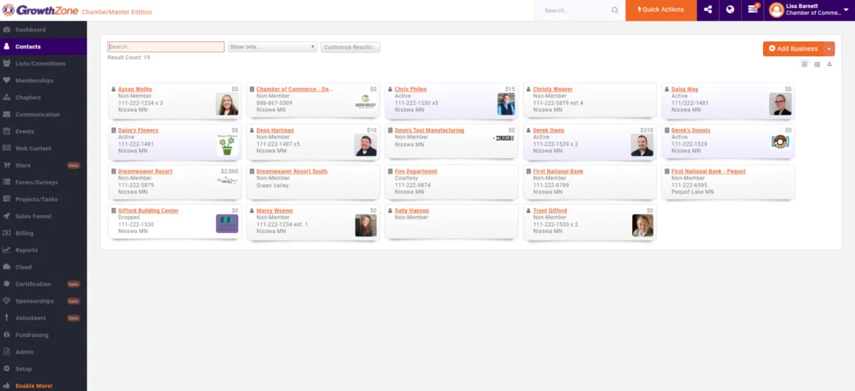 Interface GrowthZone: fonctionnalités, prix, alternatives