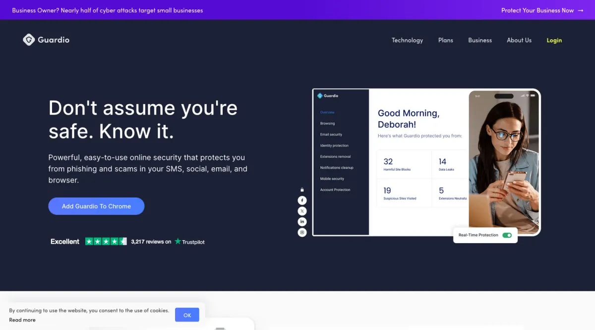 Interface Guardio : fonctionnalités, prix, alternatives