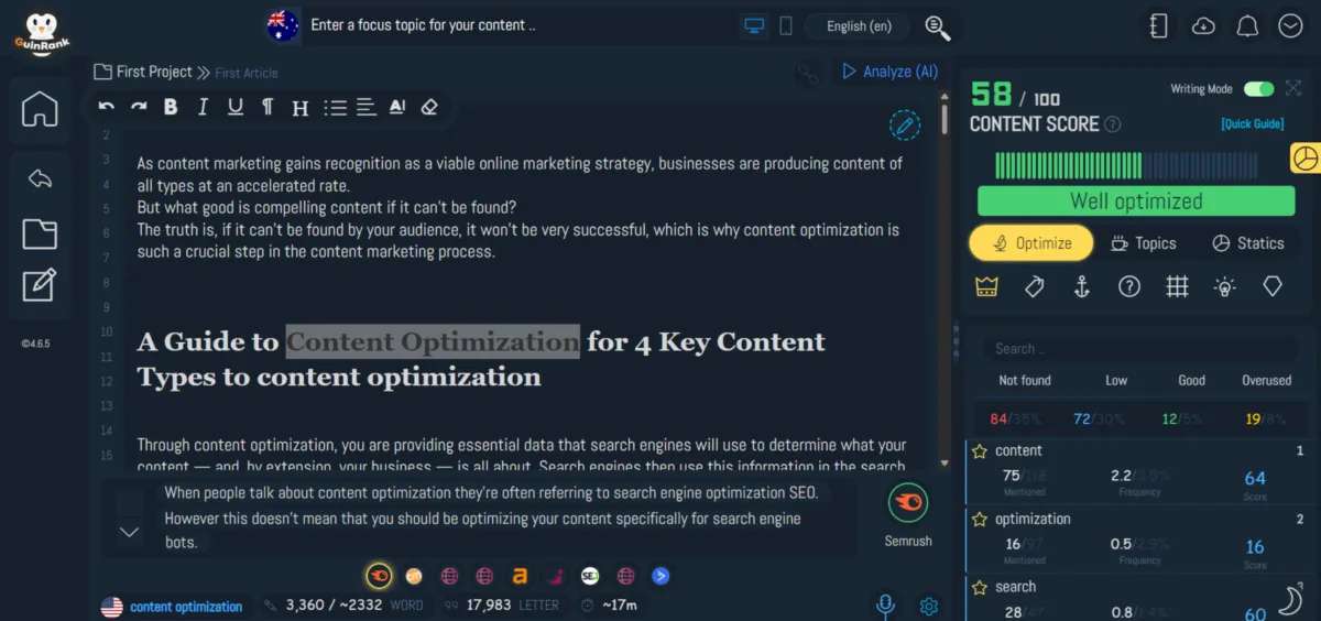 Interface GuinRank: fonctionnalités, prix, alternatives