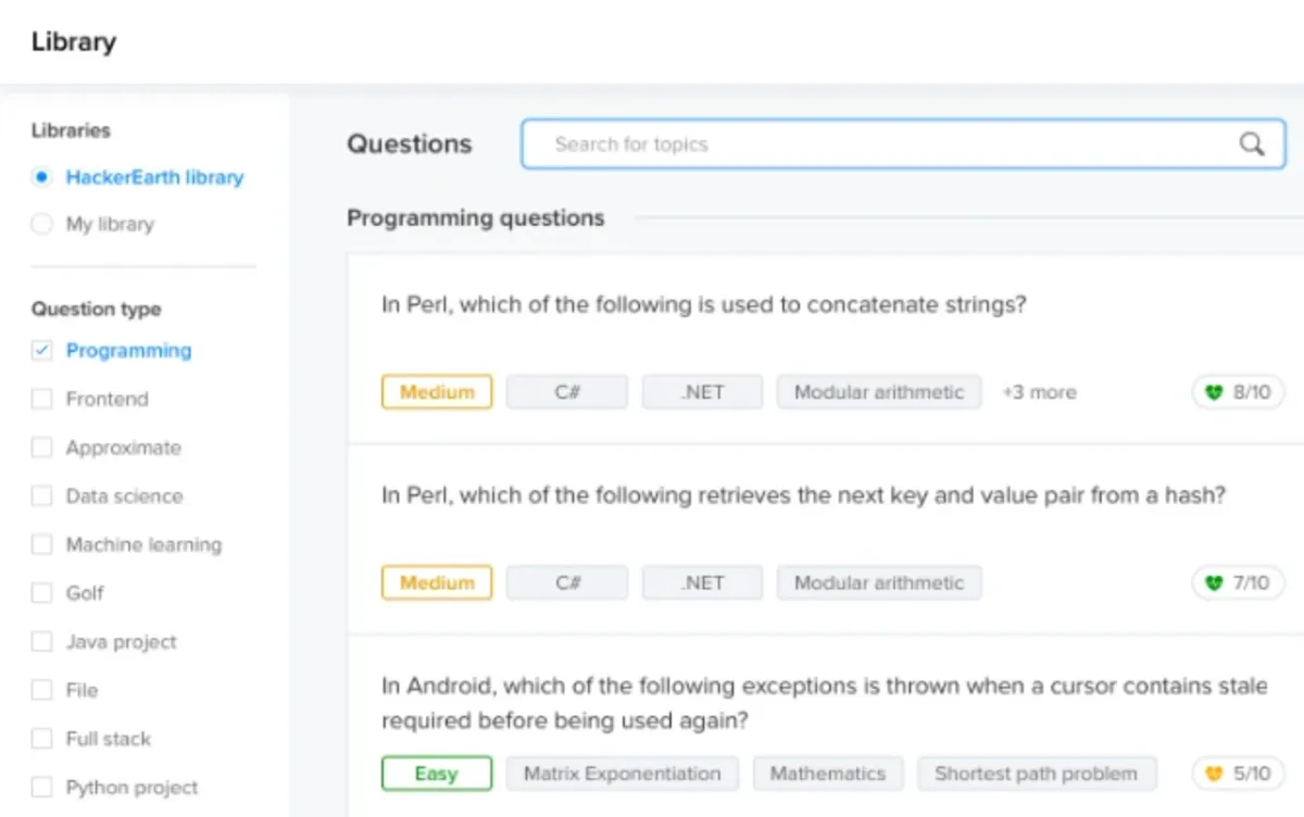 Interface HackerEarth Recruit: fonctionnalités, prix, alternatives