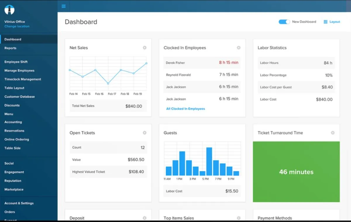 Interface Harbortouch POS: fonctionnalités, prix, alternatives