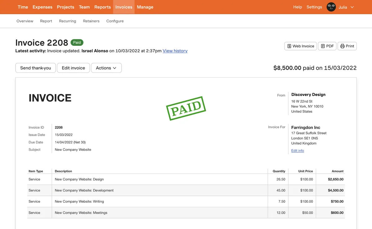 Interface Harvest: fonctionnalités, prix, alternatives