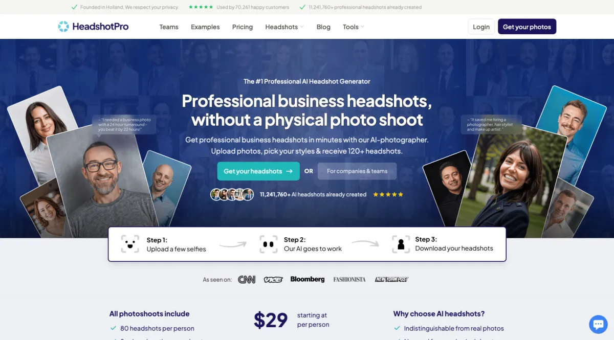 Interface HeadshotPro : fonctionnalités, prix, alternatives