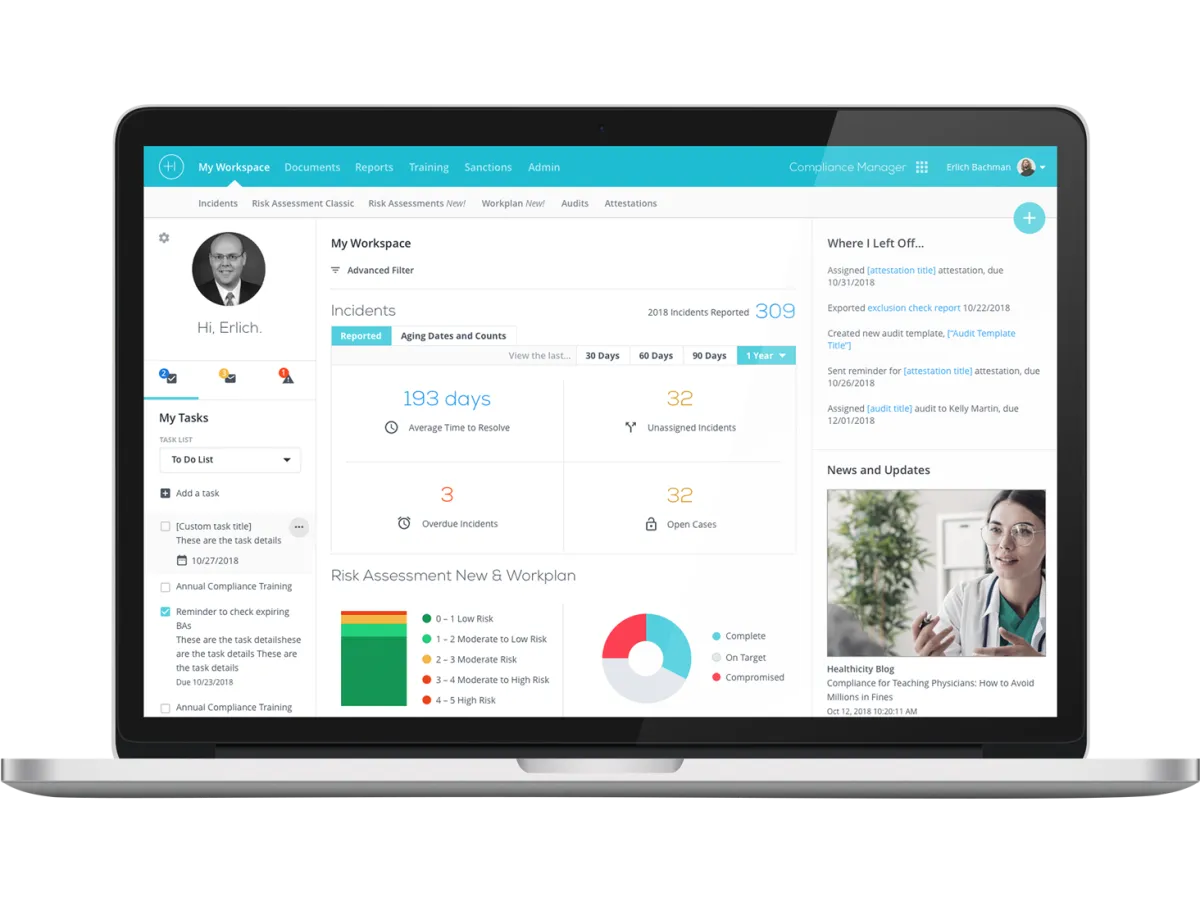Healthicity Compliance Manager: avis sur le logiciel de conformité (compliance): fonctionnalités, avantages, inconvénients et tarifs