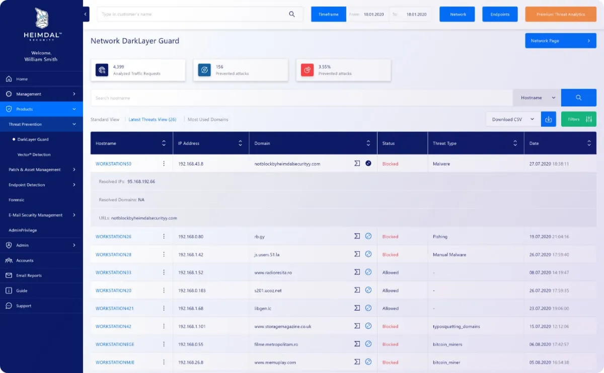 Notre avis sur Heimdal Threat Prevention Network : un logiciel de protection endpoint (EDR: endpoint detection & response) à découvrir