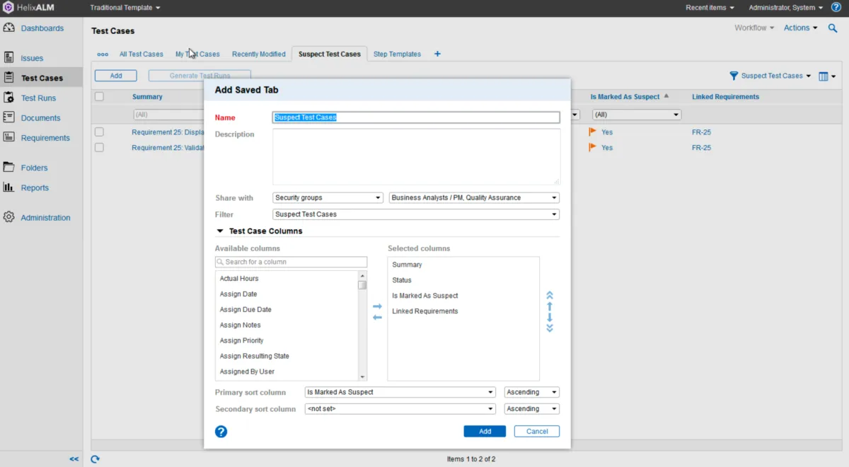 Interface Helix ALM: fonctionnalités, prix, alternatives