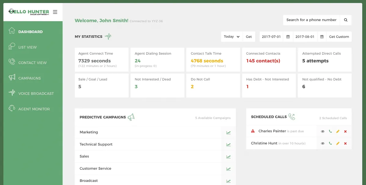 Hello Hunter est un logiciel de numérotation automatique très réputé en entreprise car il dispose de nombreuses fonctionnalités et intégrations tierces Hello Hunter est un logiciel de numérotation automatique très réputé en entreprise car il dispose de nombreuses fonctionnalités et intégrations tierces