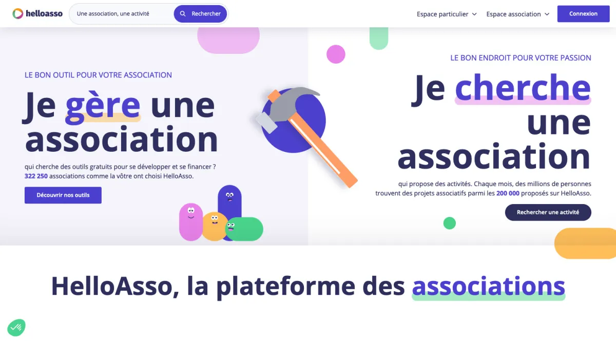 Interface HelloAsso : image, ergonomie, alternatives